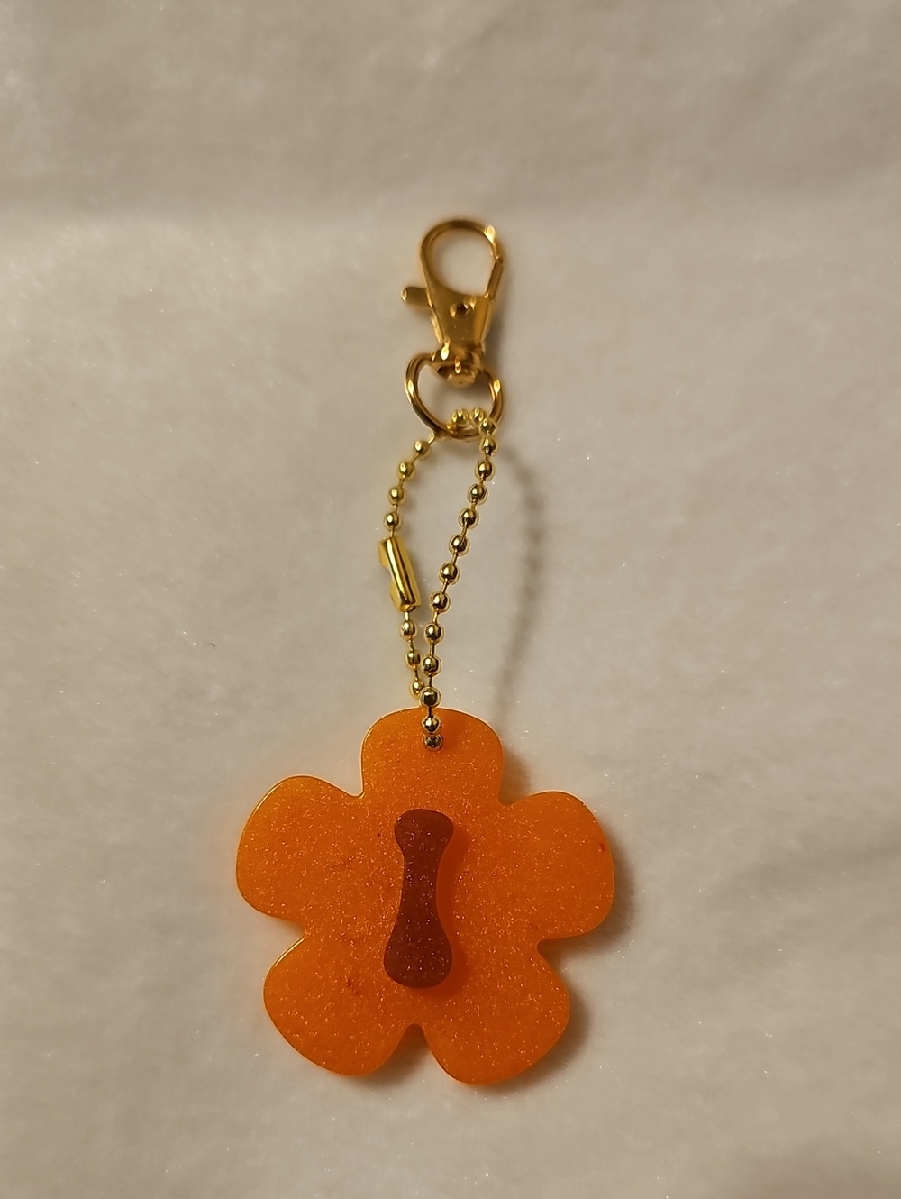 Orange and Purple Flower Initial I Keychain